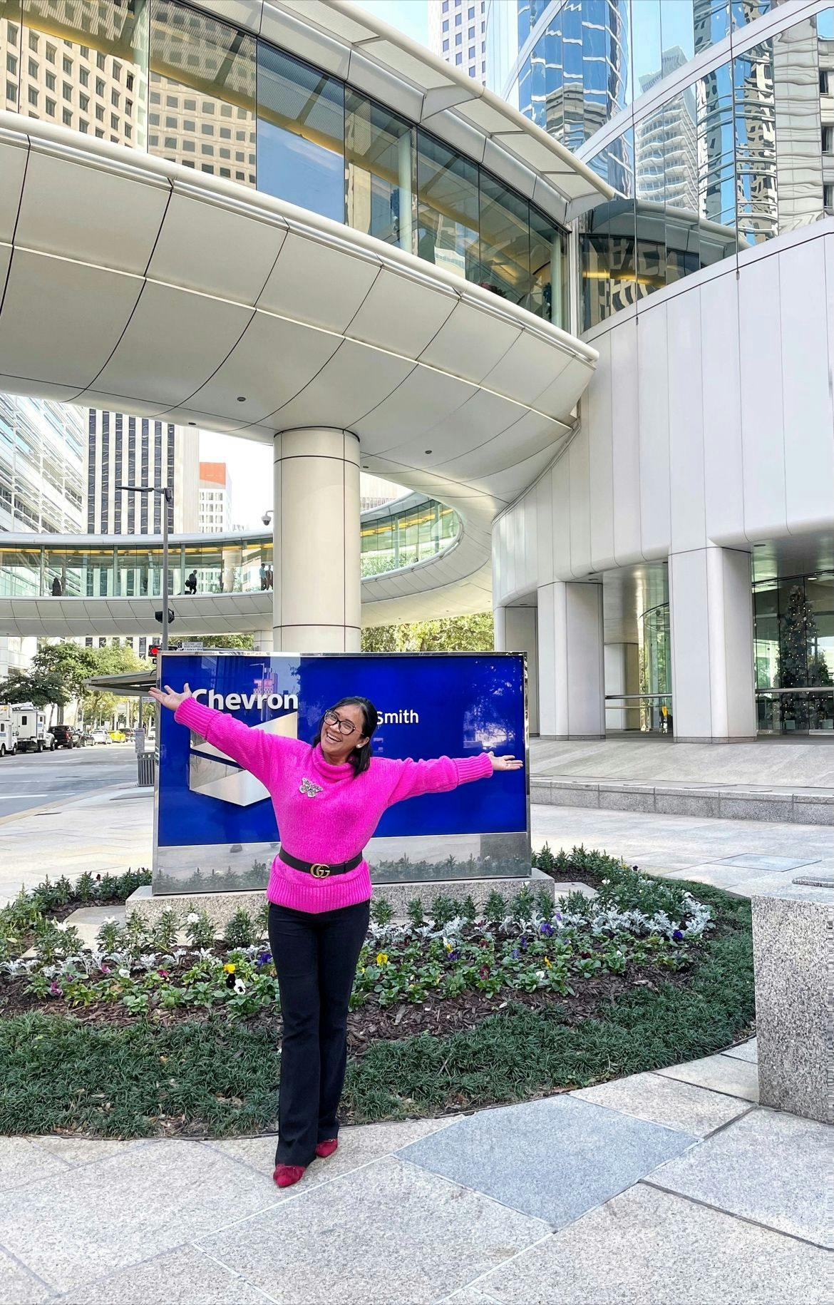 Dian visiting her former company, Chevron.